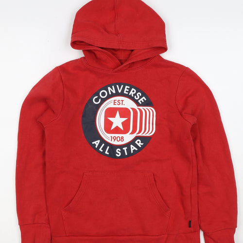 Converse Boys Red 10-11 Years Pullover Logo Graphic Hoodie