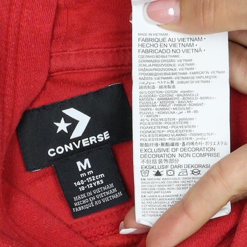 Converse Boys Red 10-11 Years Pullover Logo Graphic Hoodie