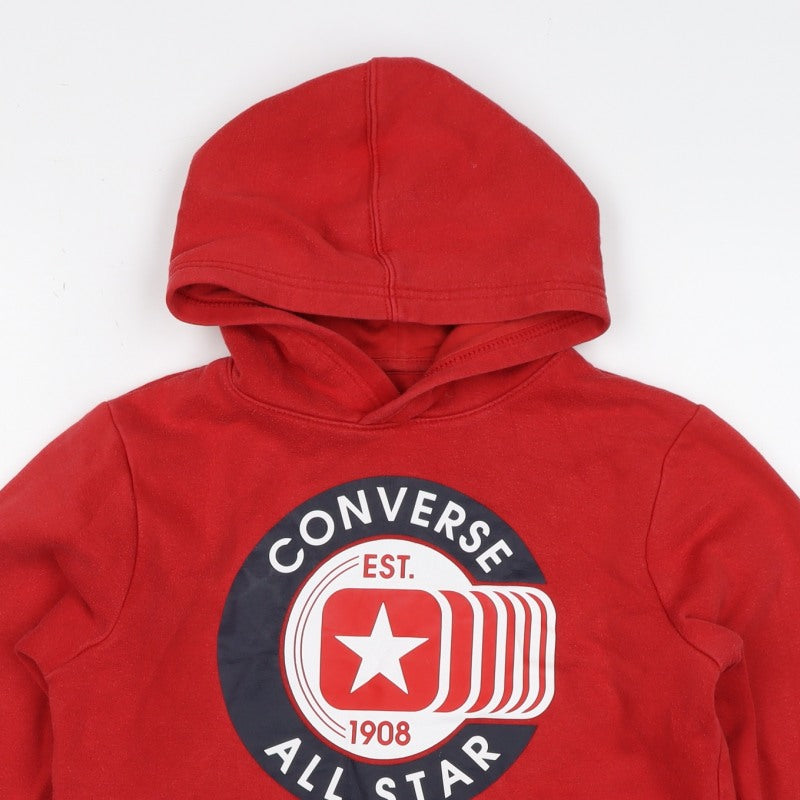 Converse Boys Red 10-11 Years Pullover Logo Graphic Hoodie