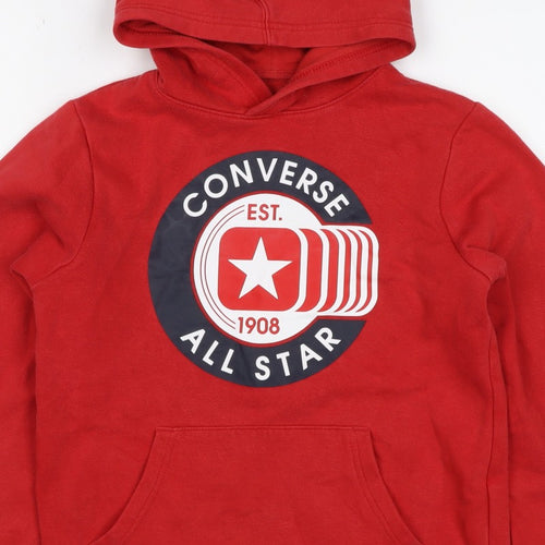 Converse Boys Red 10-11 Years Pullover Logo Graphic Hoodie
