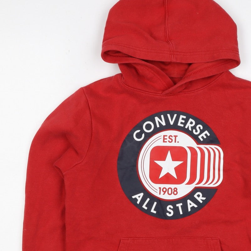 Converse Boys Red 10-11 Years Pullover Logo Graphic Hoodie