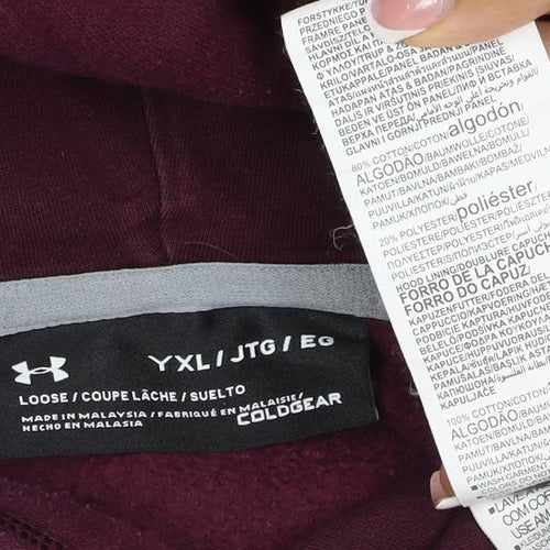 Under Armour Boys Purple XL ColdGear Logo Pullover Hoodie