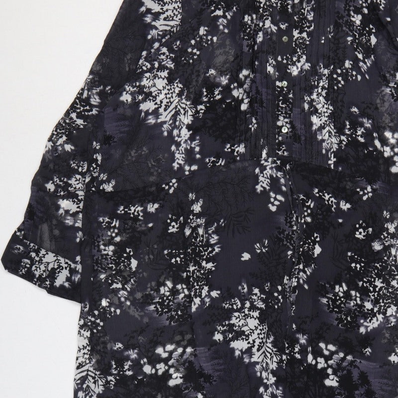 Debenhams Women Black Floral Chiffon Shift Dress UK 22 Long Sleeve