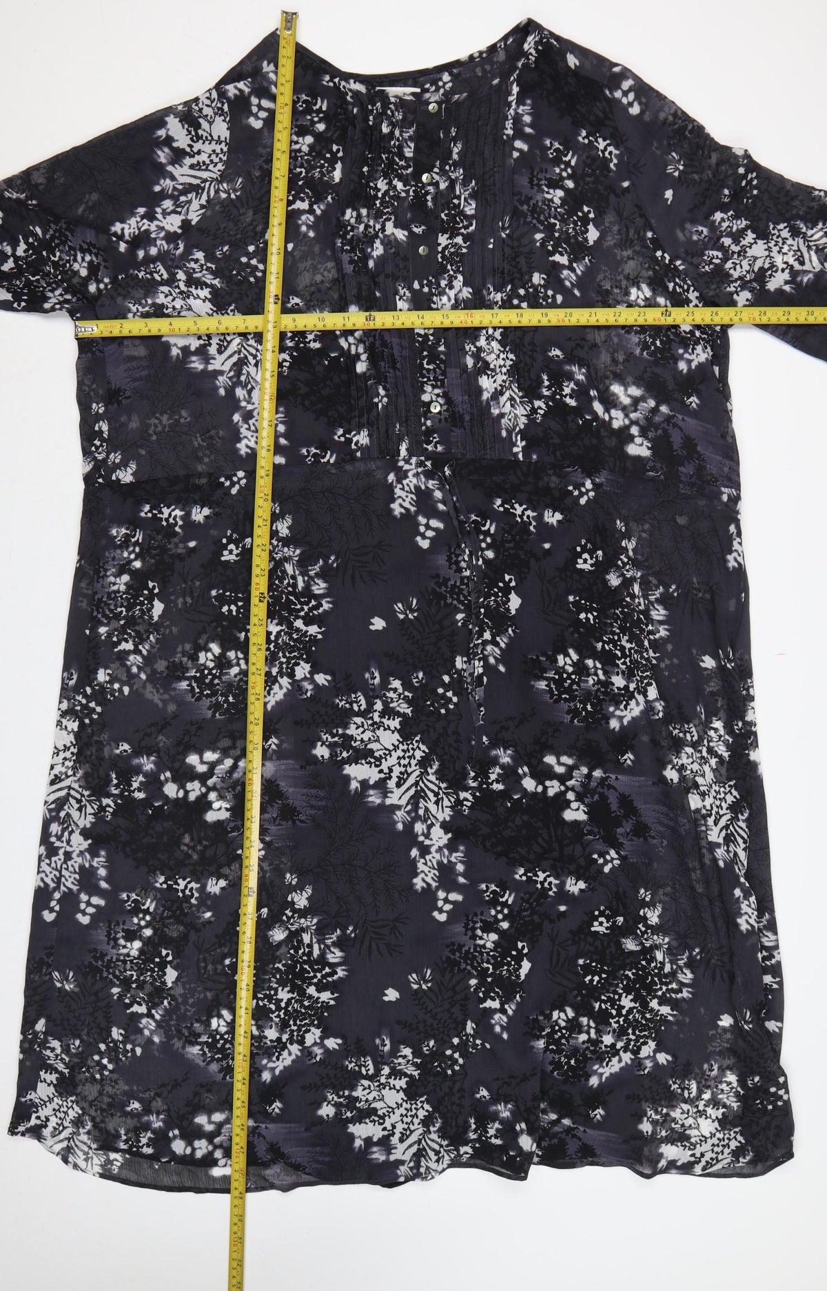 Debenhams Women Black Floral Chiffon Shift Dress UK 22 Long Sleeve