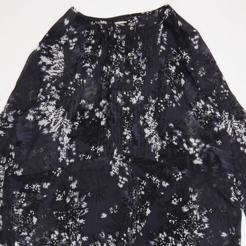 Debenhams Women Black Floral Chiffon Shift Dress UK 22 Long Sleeve