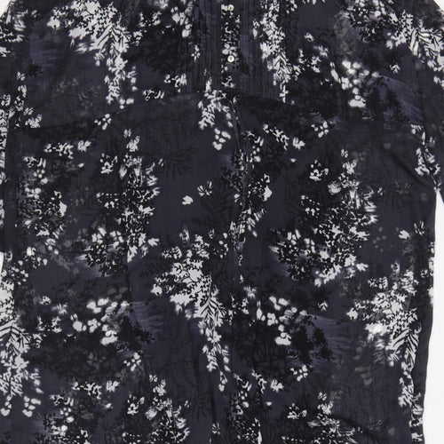 Debenhams Women Black Floral Chiffon Shift Dress UK 22 Long Sleeve