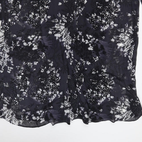 Debenhams Women Black Floral Chiffon Shift Dress UK 22 Long Sleeve