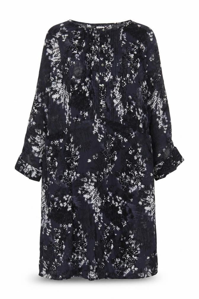 Debenhams Women Black Floral Chiffon Shift Dress UK 22 Long Sleeve