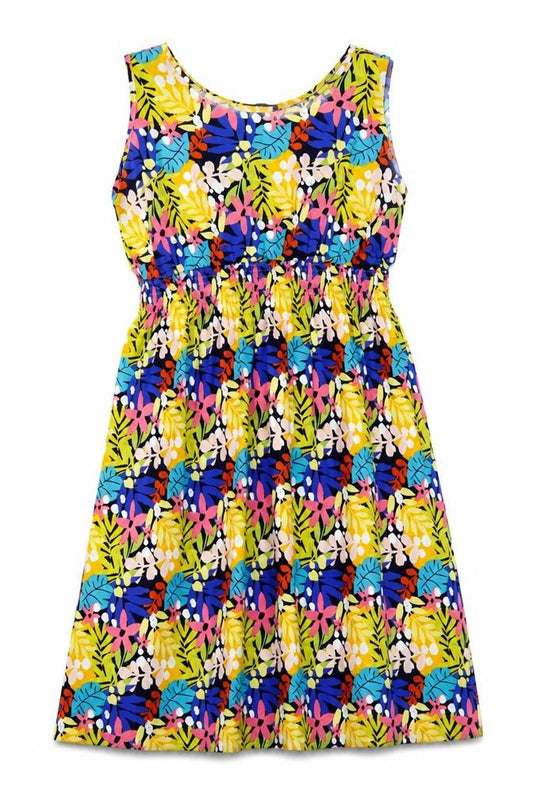 Front view of Studio Women’s Multicoloured Floral Midi A-Line Dress, size UK 24