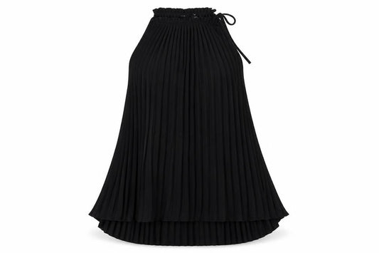 River Island Women Black UK 12 Pleated Halter Neck Sleeveless Top