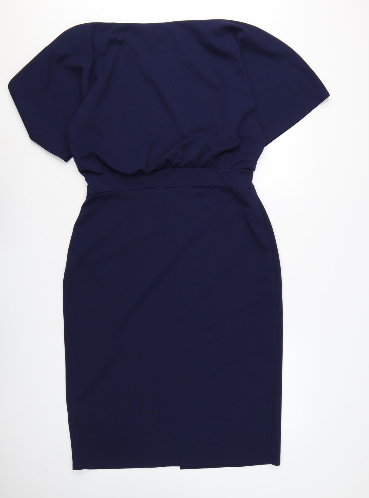 Lipsy London Women Navy UK 16 Blouson Pencil Knee Dress Side Slit