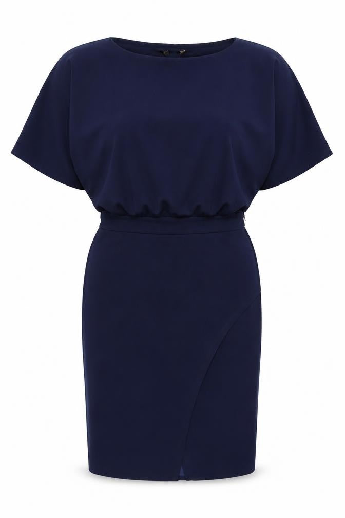 Lipsy London Women Navy UK 16 Blouson Pencil Knee Dress Side Slit