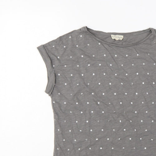 Phase Eight Women Grey UK 10 Polka Dot Cotton Short Sleeve T-Shirt