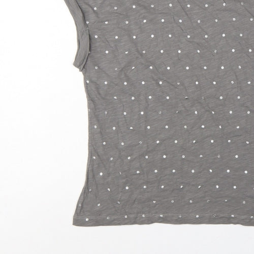 Phase Eight Women Grey UK 10 Polka Dot Cotton Short Sleeve T-Shirt
