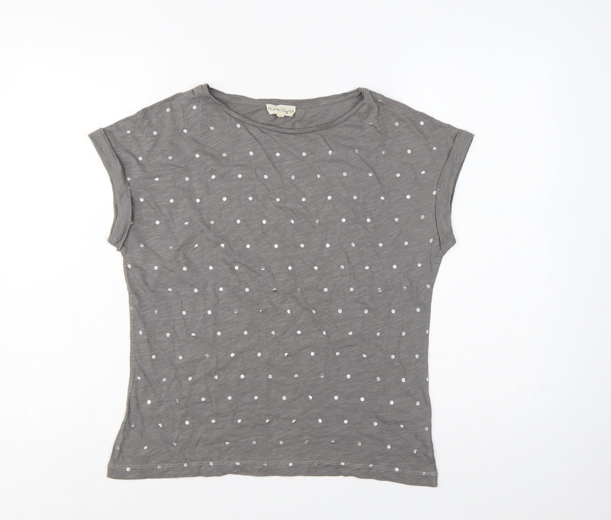 Phase Eight Women Grey UK 10 Polka Dot Cotton Short Sleeve T-Shirt