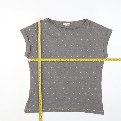 Phase Eight Women Grey UK 10 Polka Dot Cotton Short Sleeve T-Shirt