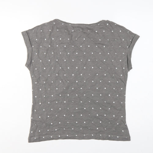 Phase Eight Women Grey UK 10 Polka Dot Cotton Short Sleeve T-Shirt