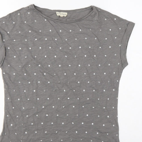 Phase Eight Women Grey UK 10 Polka Dot Cotton Short Sleeve T-Shirt