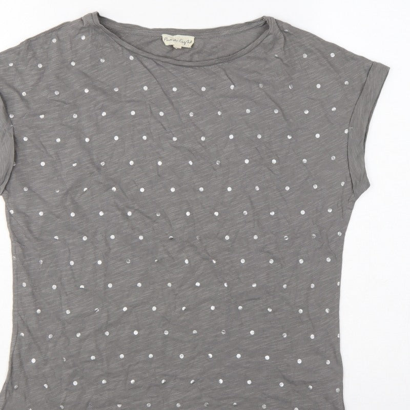 Phase Eight Women Grey UK 10 Polka Dot Cotton Short Sleeve T-Shirt
