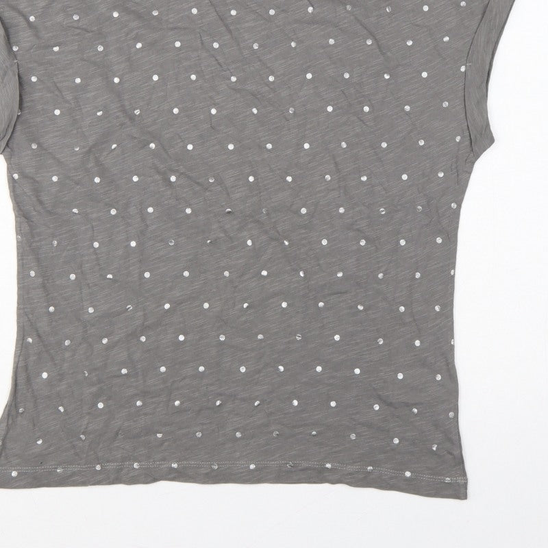 Phase Eight Women Grey UK 10 Polka Dot Cotton Short Sleeve T-Shirt