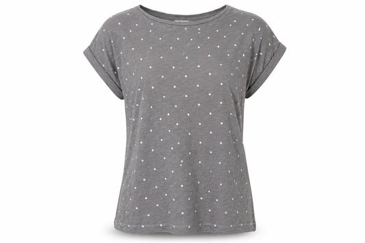 Phase Eight Women Grey UK 10 Polka Dot Cotton Short Sleeve T-Shirt
