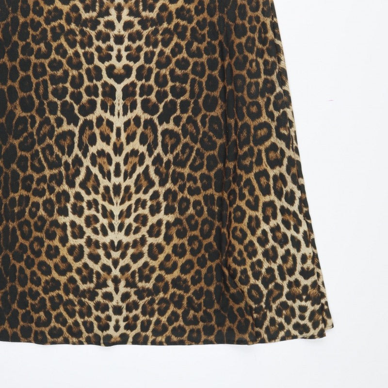 Next Women Brown Leopard Print UK 18 A-Line Midi High Neck Dress