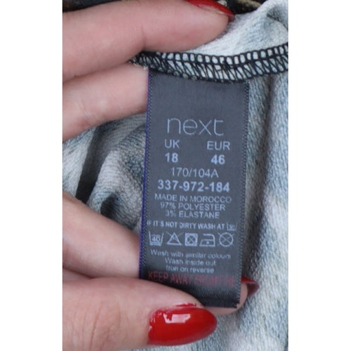 Next Women Brown Leopard Print UK 18 A-Line Midi High Neck Dress