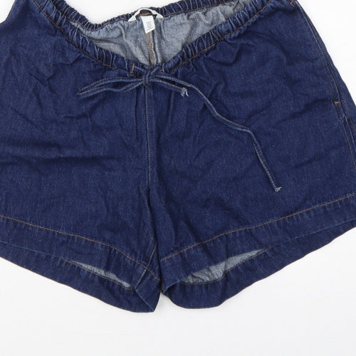 H&M MAMA Women’s Blue Denim Drawstring Maternity Shorts Size M