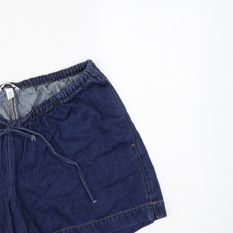 H&M MAMA Women’s Blue Denim Drawstring Maternity Shorts Size M