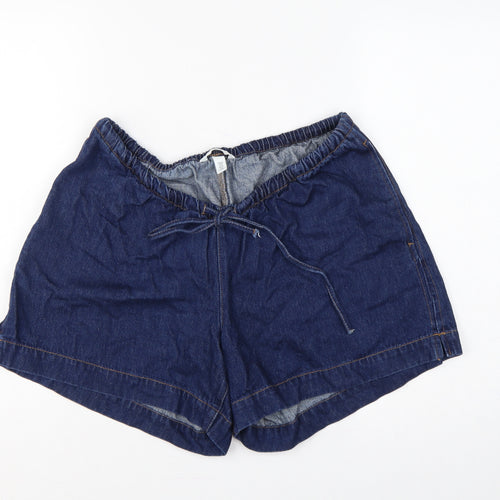 H&M MAMA Women’s Blue Denim Drawstring Maternity Shorts Size M