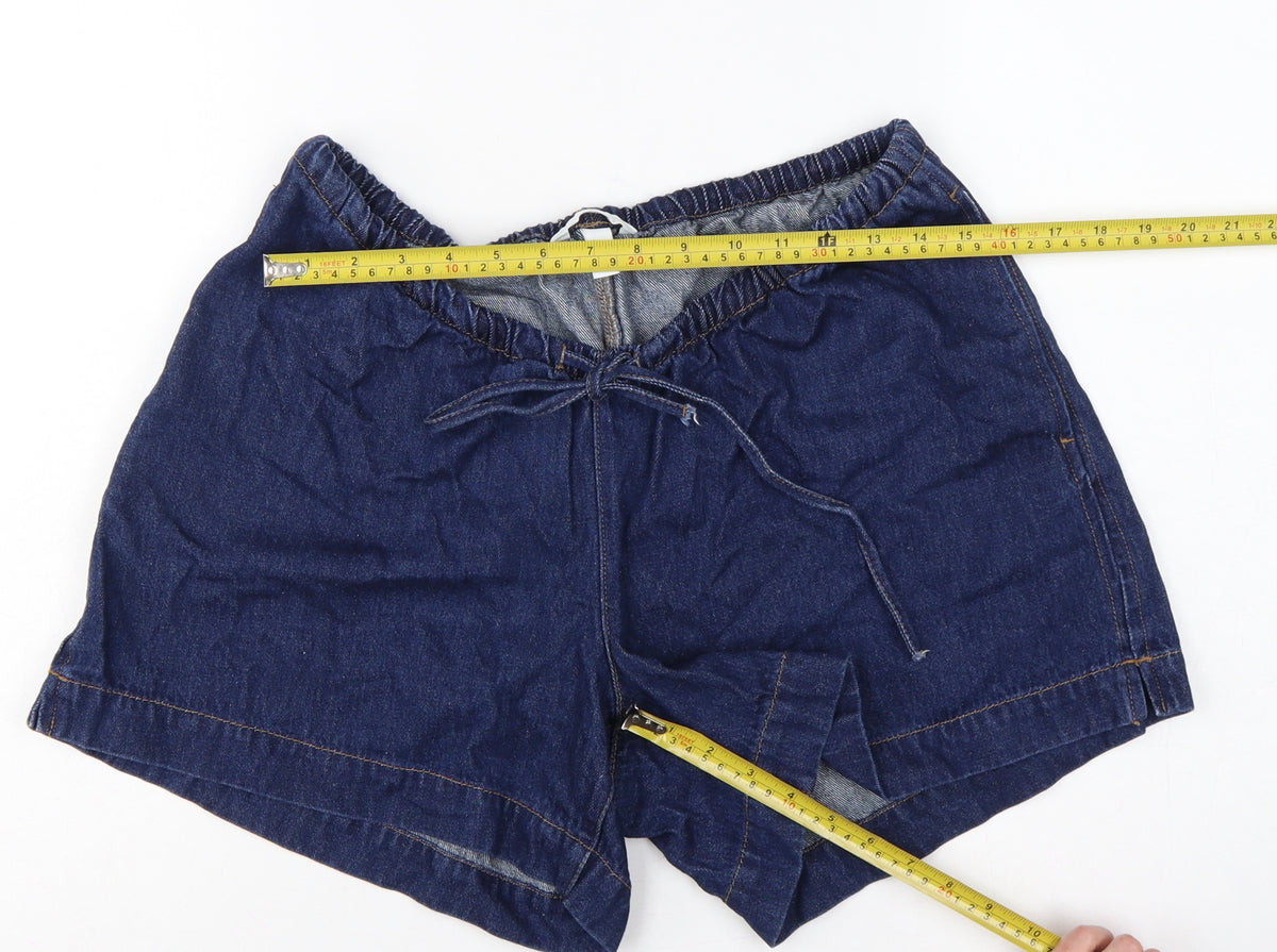 H&M MAMA Women’s Blue Denim Drawstring Maternity Shorts Size M
