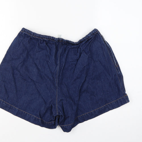 H&M MAMA Women’s Blue Denim Drawstring Maternity Shorts Size M
