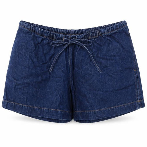 H&M MAMA Women’s Blue Denim Drawstring Maternity Shorts Size M