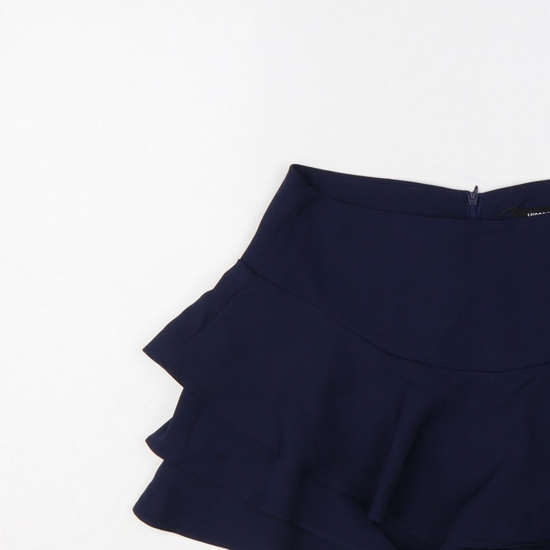 Missguided Women’s Navy Blue M High Rise Ruffle Layered Shorts