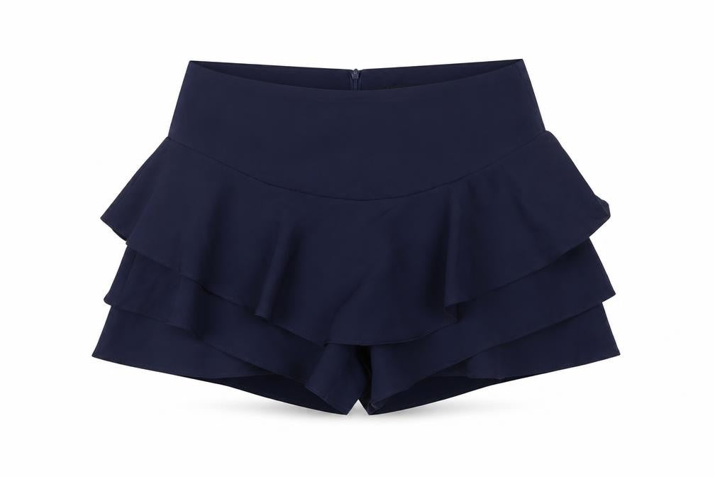 Missguided Women’s Navy Blue M High Rise Ruffle Layered Shorts