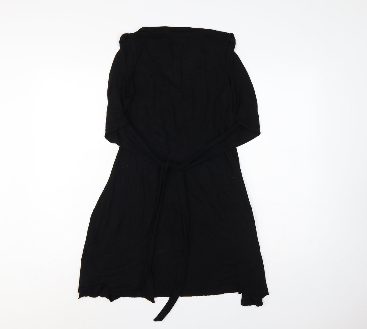 AllSaints Women Black Size S V-Neck Belted Wrap Knee Dress