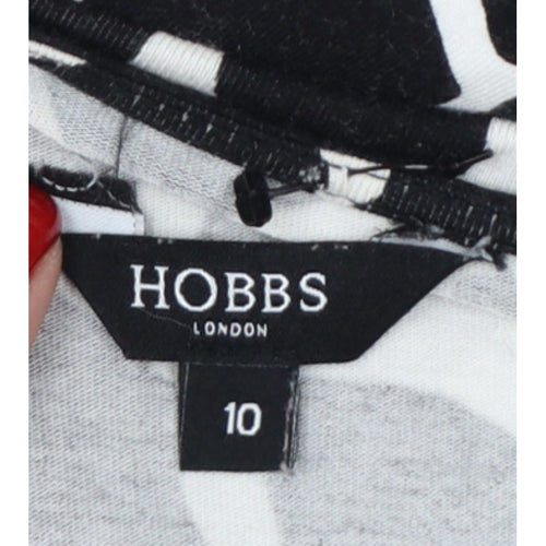 Hobbs Women’s Black White Animal Print Wrap Dress UK 10 Knee Length