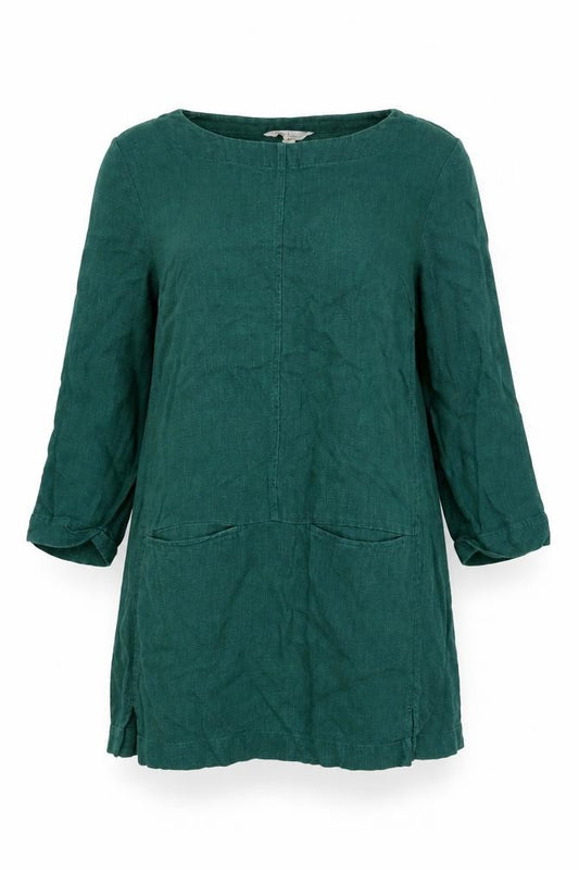 Front view of Seasalt Cornwall Women’s Green UK 10 Shift Tunic Dress Ramie Cotton
