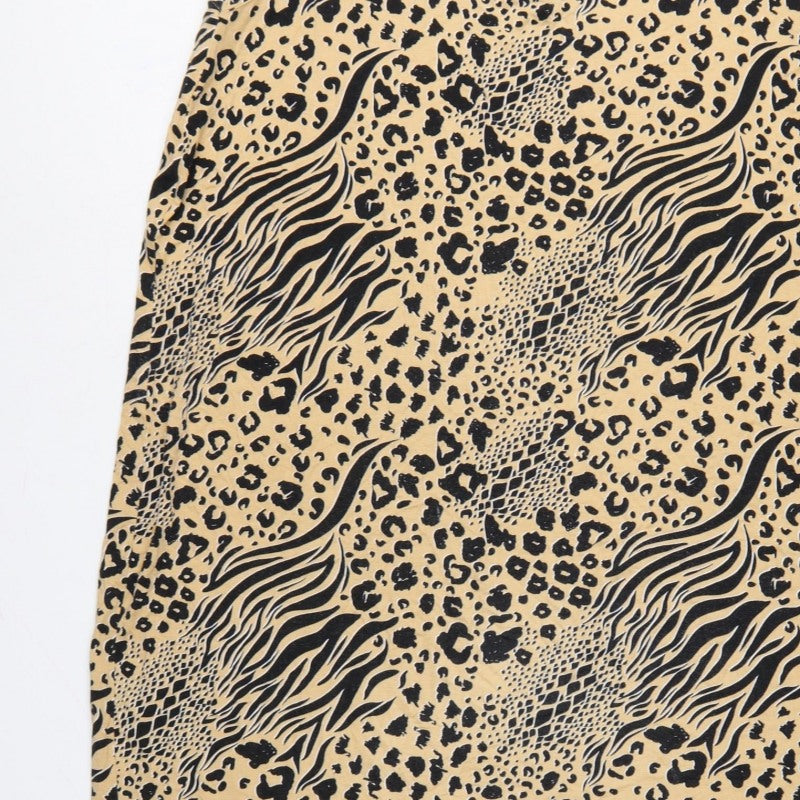 Very Women Beige Animal Print Shift Dress UK 24 Sleeveless V-Neck