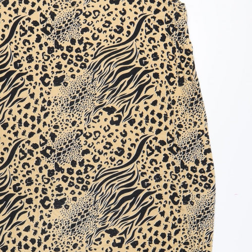 Very Women Beige Animal Print Shift Dress UK 24 Sleeveless V-Neck