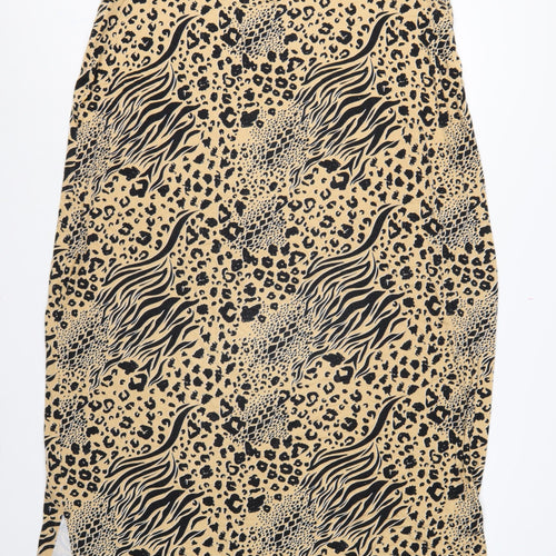 Very Women Beige Animal Print Shift Dress UK 24 Sleeveless V-Neck