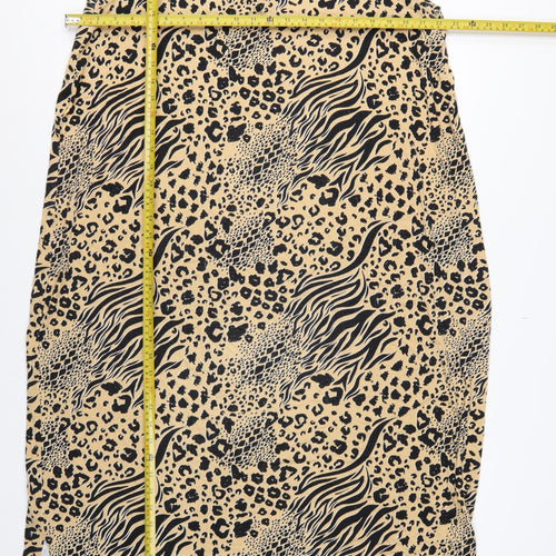 Very Women Beige Animal Print Shift Dress UK 24 Sleeveless V-Neck