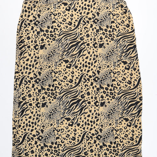 Very Women Beige Animal Print Shift Dress UK 24 Sleeveless V-Neck
