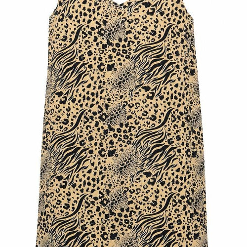 Very Women Beige Animal Print Shift Dress UK 24 Sleeveless V-Neck