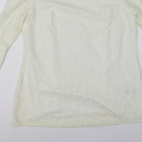 Joanna Hope Women Ivory UK 18 Floral Lace Bell Sleeve Lined Blouse