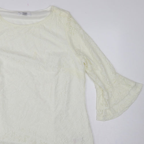 Joanna Hope Women Ivory UK 18 Floral Lace Bell Sleeve Lined Blouse