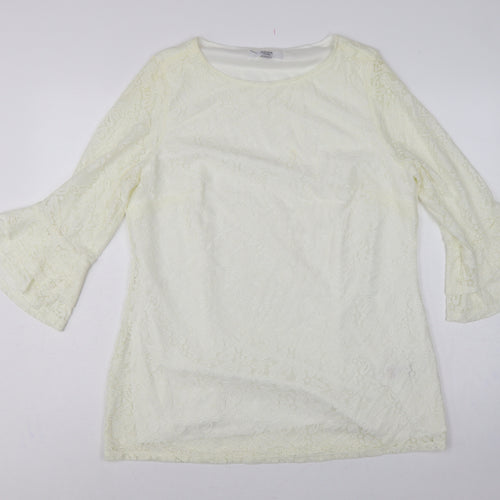 Joanna Hope Women Ivory UK 18 Floral Lace Bell Sleeve Lined Blouse
