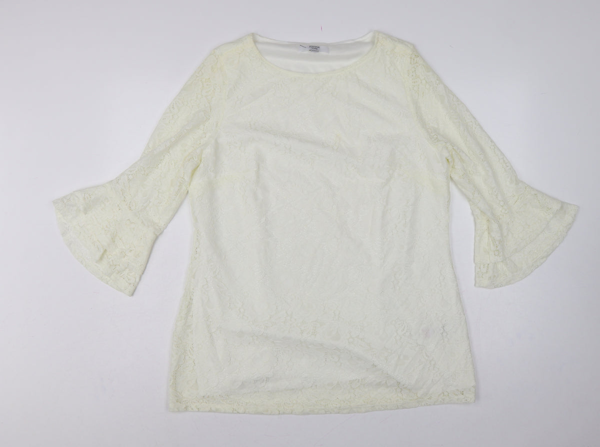 Joanna Hope Women Ivory UK 18 Floral Lace Bell Sleeve Lined Blouse