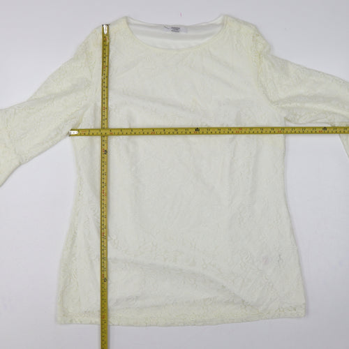 Joanna Hope Women Ivory UK 18 Floral Lace Bell Sleeve Lined Blouse
