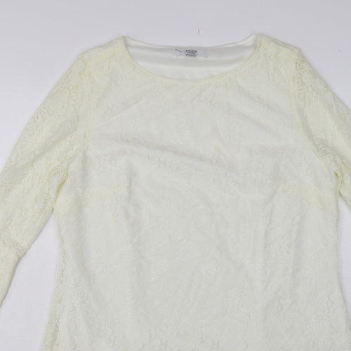 Joanna Hope Women Ivory UK 18 Floral Lace Bell Sleeve Lined Blouse